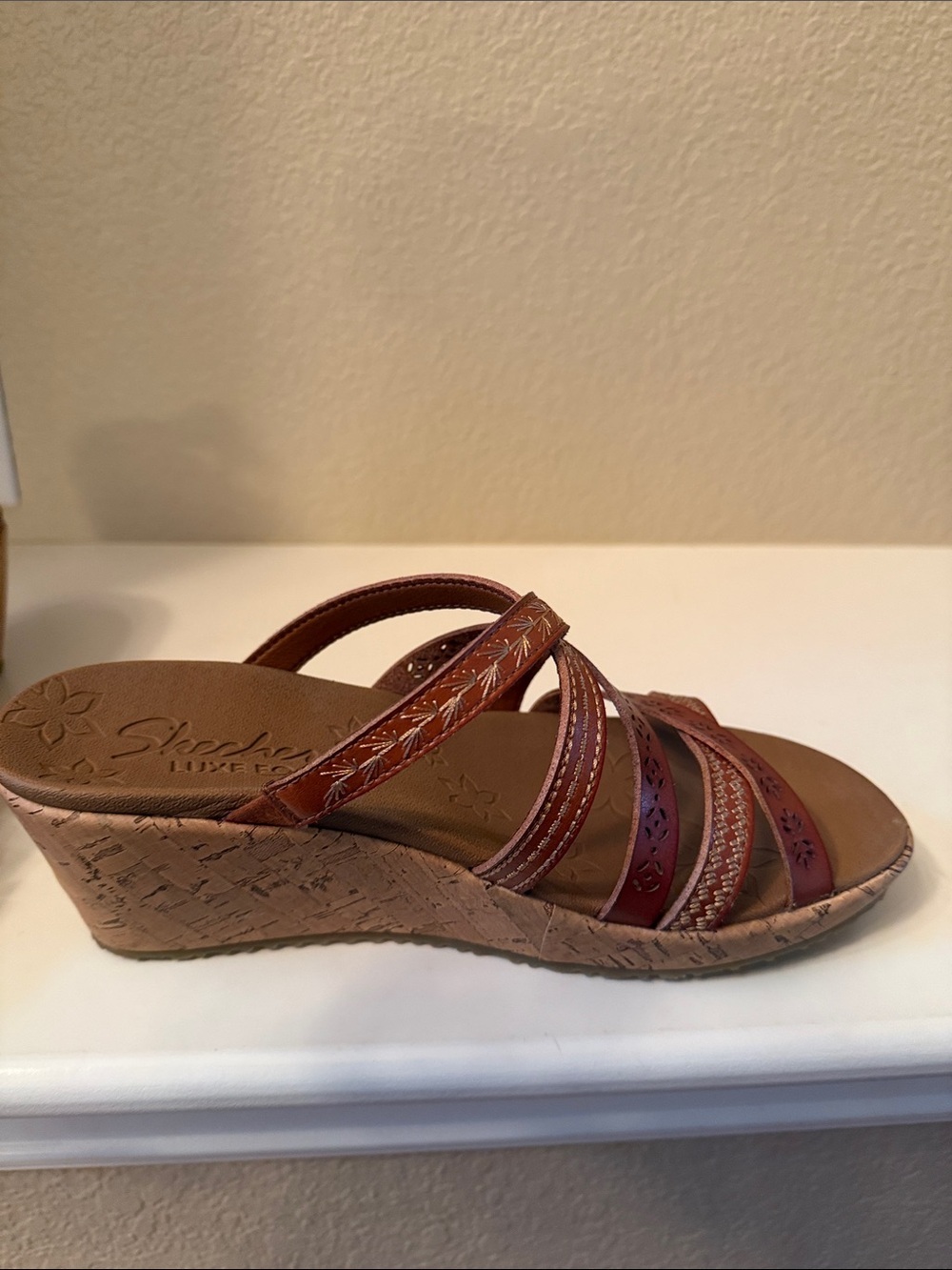 Skechers Brown Multi-Strap Wedge Sandals - Picture 4 of 16